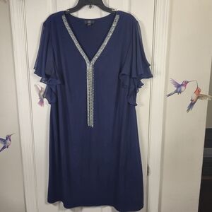 JBS Women Plus 2X Royal Blue Embellished Kaftan Dress – Resort & Wedding Guest